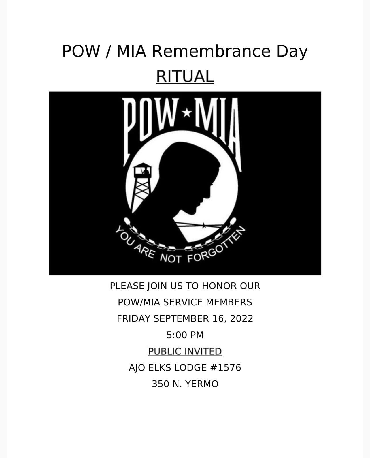 POW/MIA Remembrance Day Ceremony Ajo, Arizona